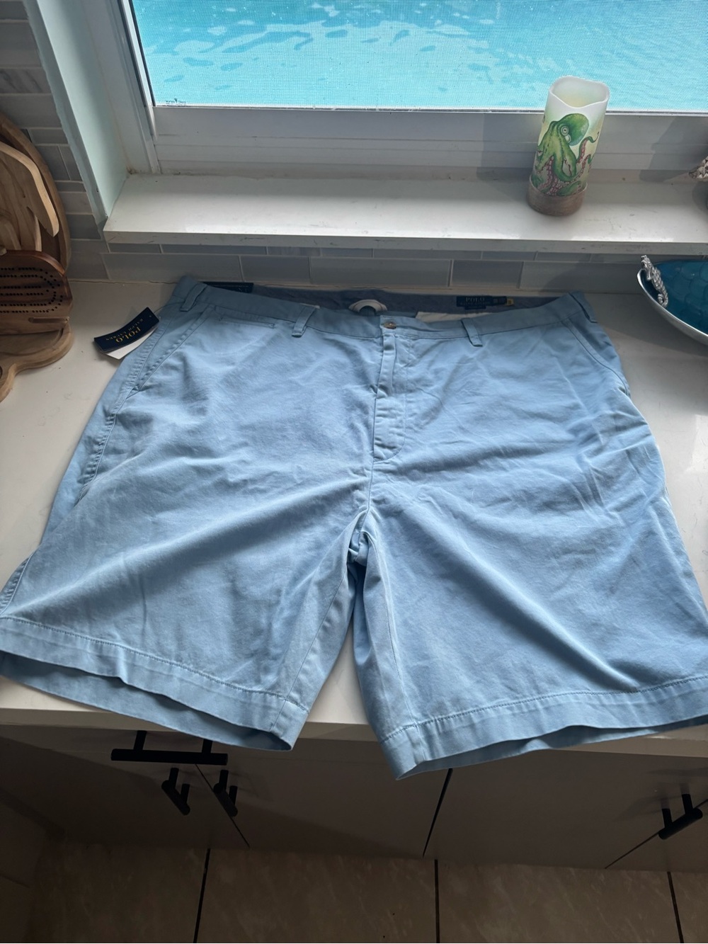 Polo by Ralph Lauren Light Blue Flat Front Chino Shorts